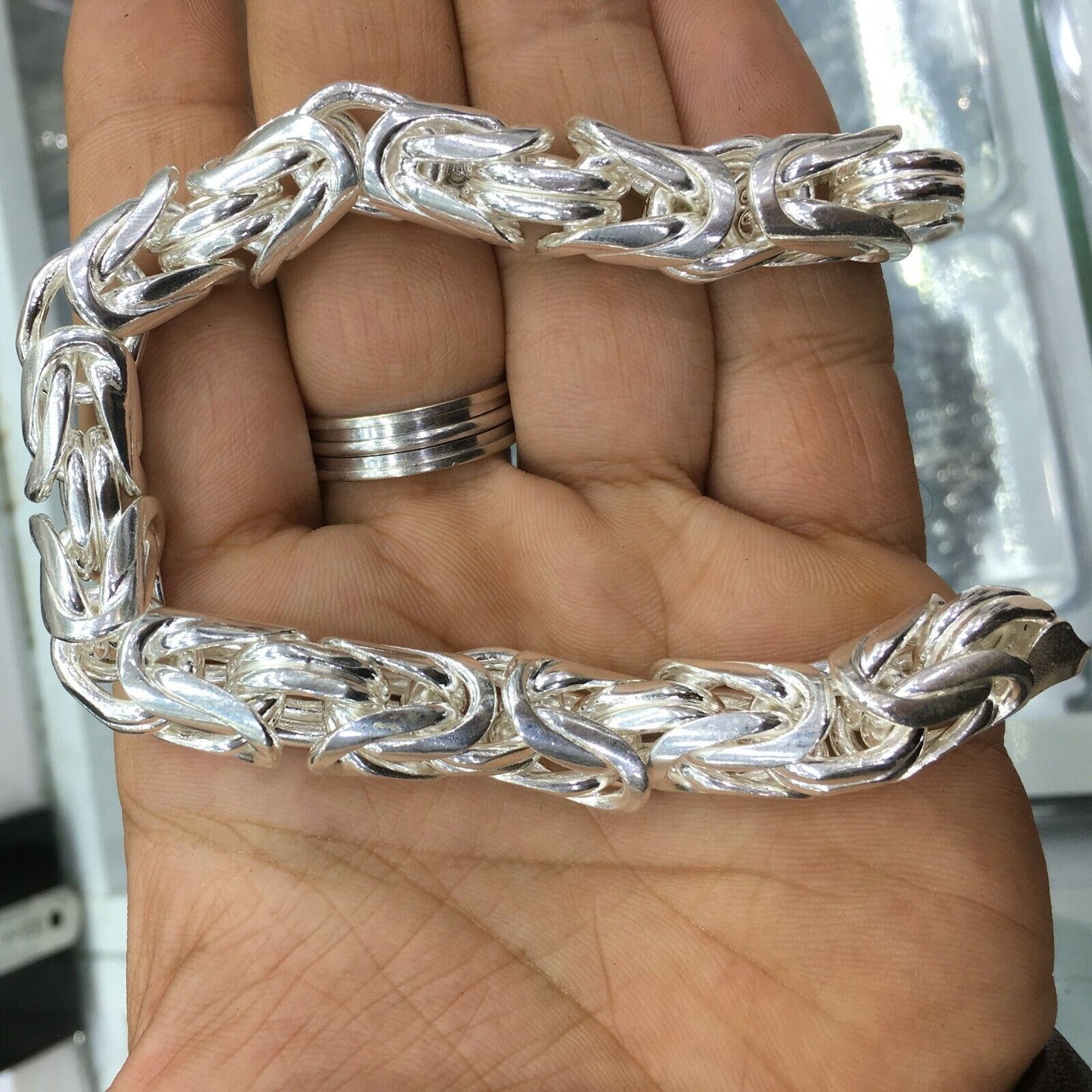 Solid Silver Bracelet Byzantine King's Chain 10 mm thick heavy Mens Jewelry 925 Sterling