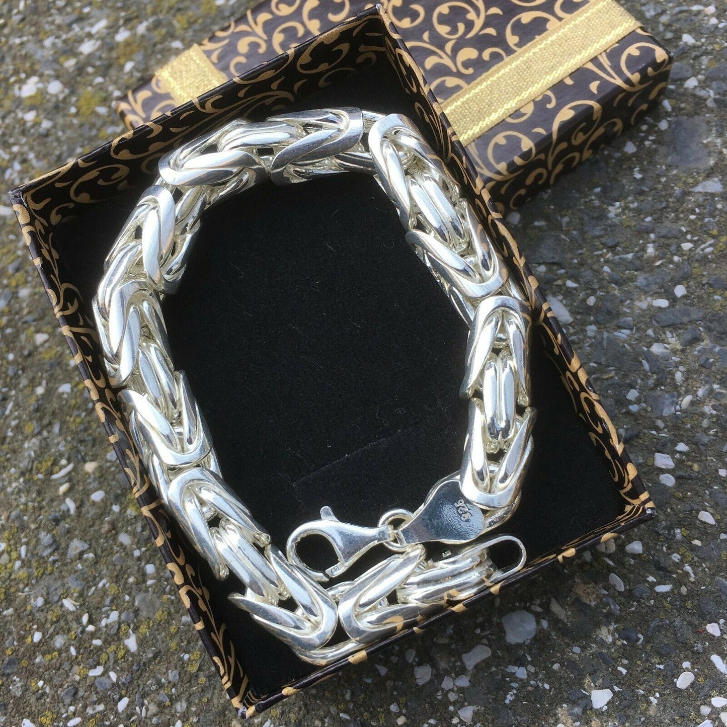 Solid Silver Bracelet Byzantine King's Chain 10 mm thick heavy Mens Jewelry 925 Sterling