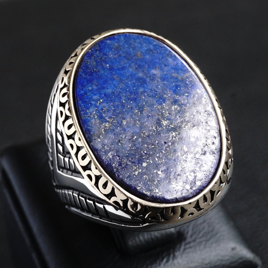 Lapis Lazuli Men's Ring Solid 925 Sterling Silver