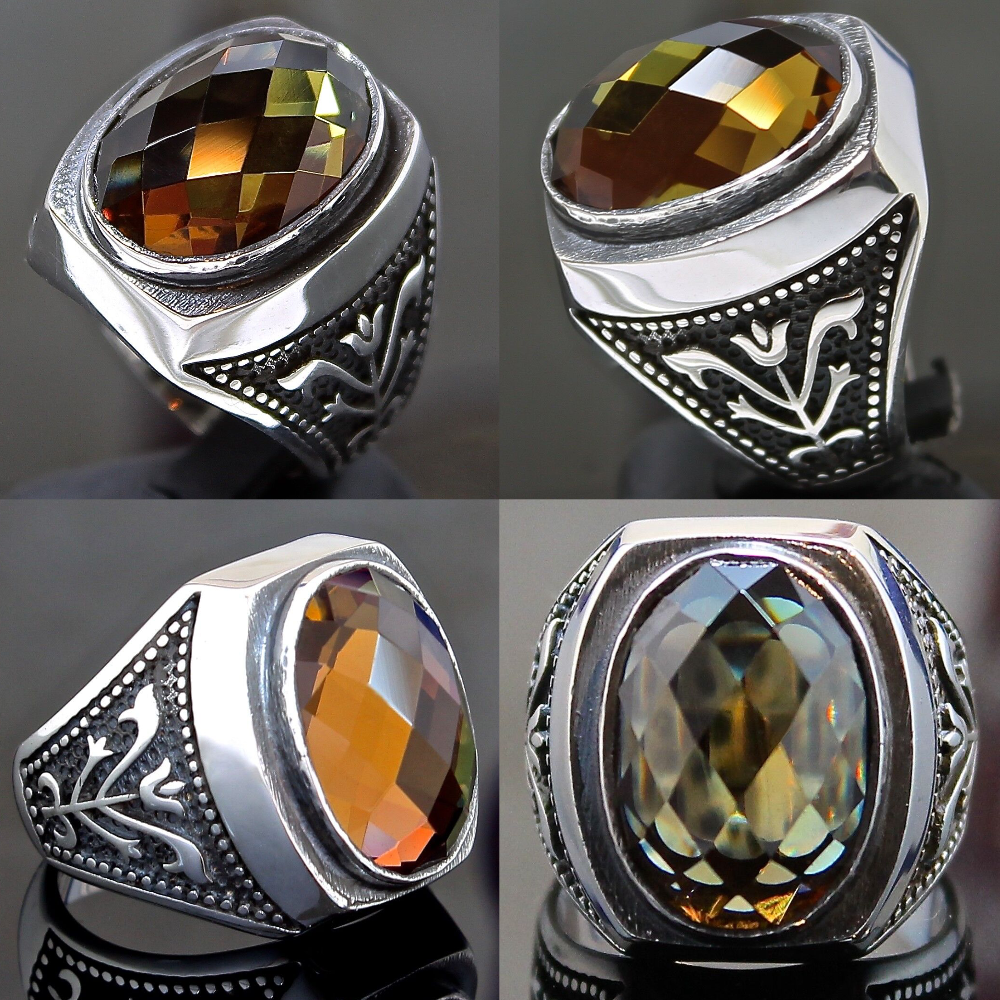 925 Sterling Silver Mens Ring Diaspore Color Changing Turkish Gemstone Sultanit Unique Jewelry