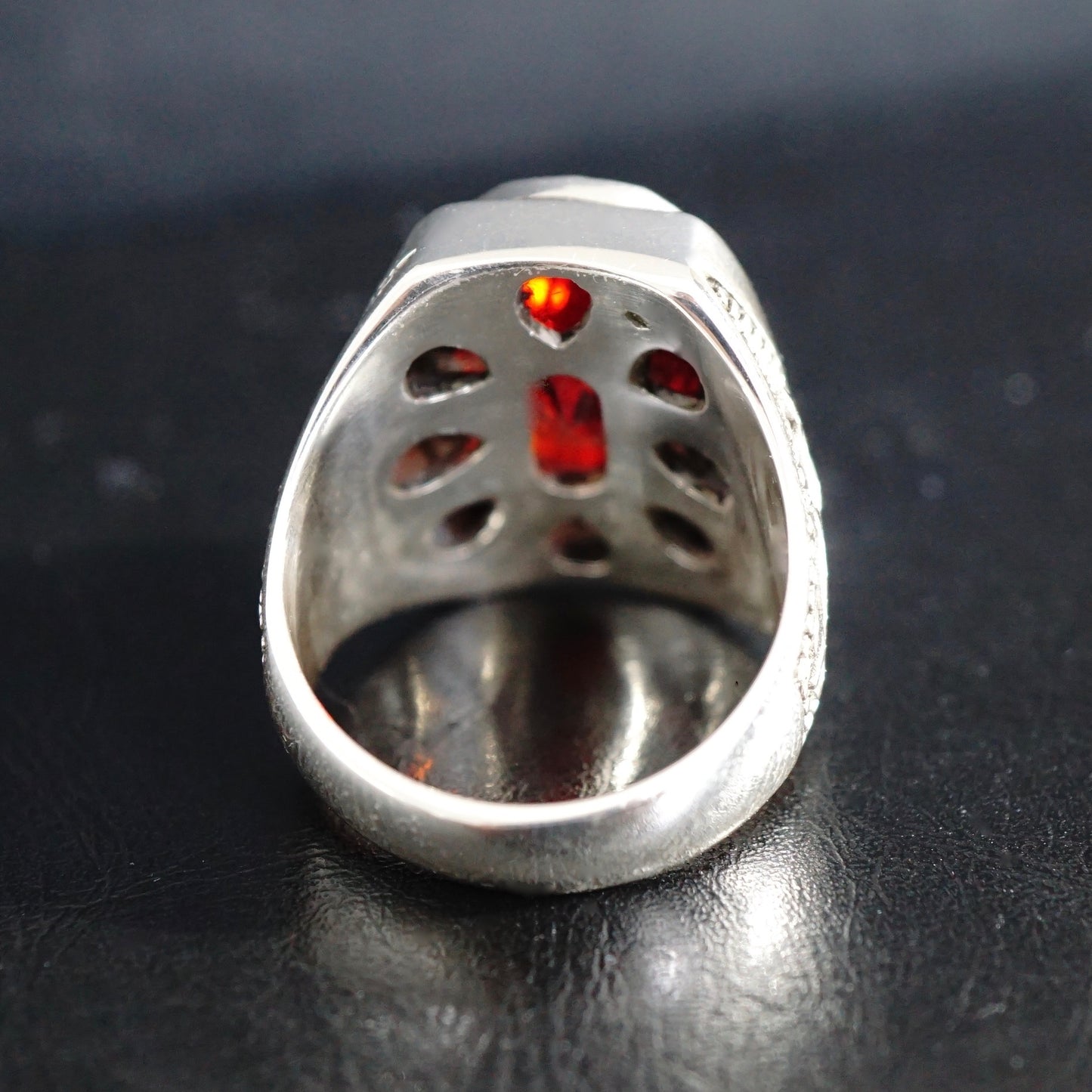 Red Garnet Mens Ring Sterling Silver 925 Turkish Artisan Jewelry
