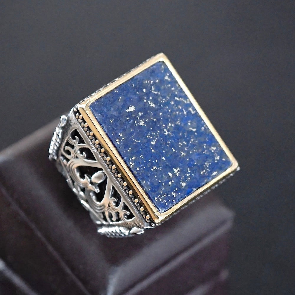 Lapis Lazuli Men's Ring 925 Sterling Silver Turkish Artisan Handcrafted Jewelry
