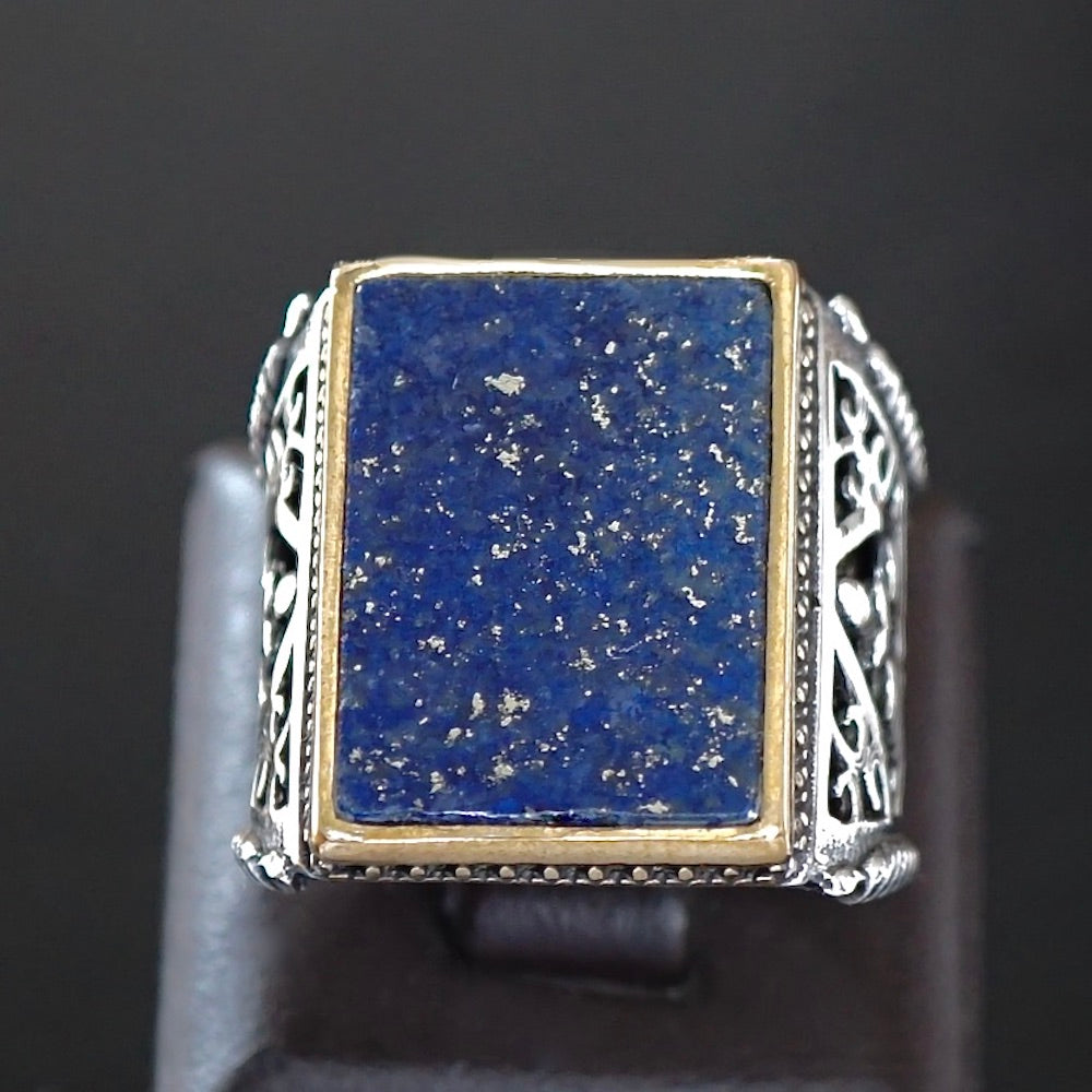 Lapis Lazuli Erkek Yüzük Katı 925 Ayar Gümüş