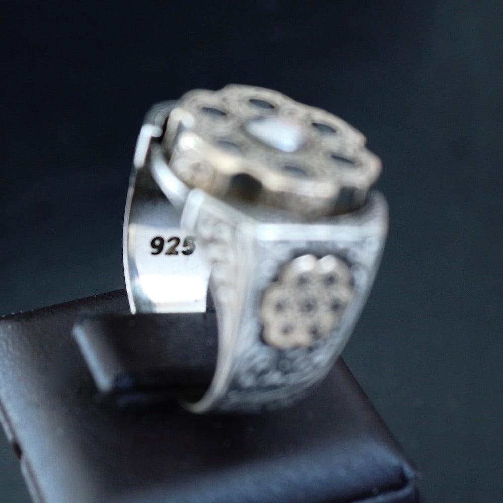 925 Sterling Silver Men's Ring Spinning Revolver Black Diamond Bullet Design Unique Jewelry