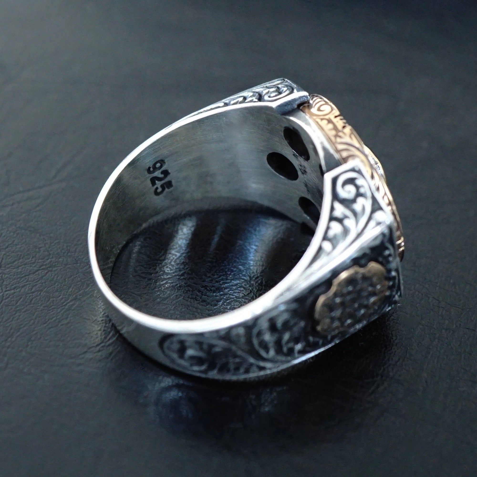 Unique Silver Gemstone Signet Band Ring for Men / Mens Modern Design  Handmade Silver Ring for Him / Rocker Sterling Silver Men's Ring - Etsy