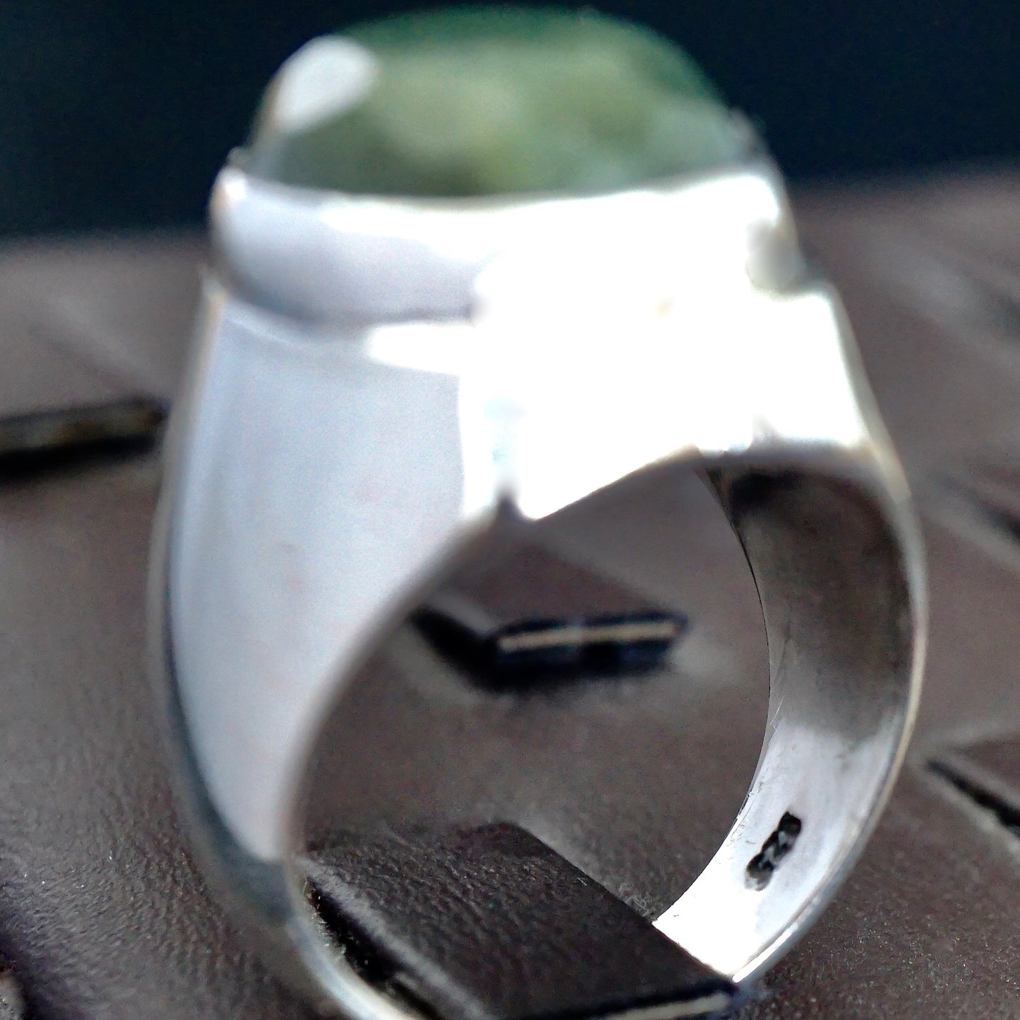 Men's Ring Nephrite Jade solid 925 Sterling Silver natural gemstone Unique Artisan Jewelry