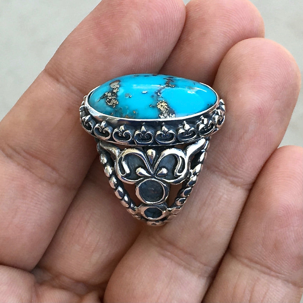 Türkis Ring Einzigartiger handgefertigter türkischer Handwerkerschmuck aus Sterlingsilber