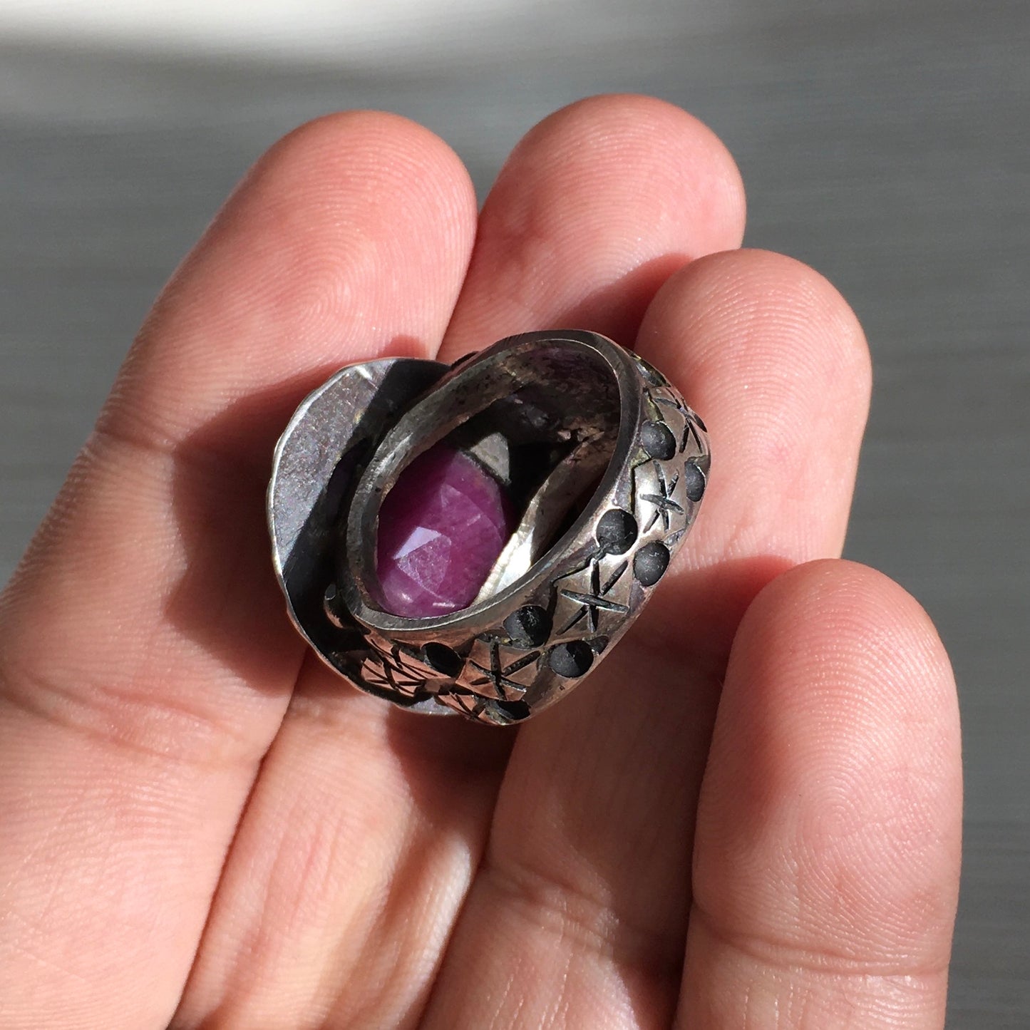 Sterling Silver Ruby Corundum Handmade Jewelry Unique Mens Ring Big Natural Gemstone