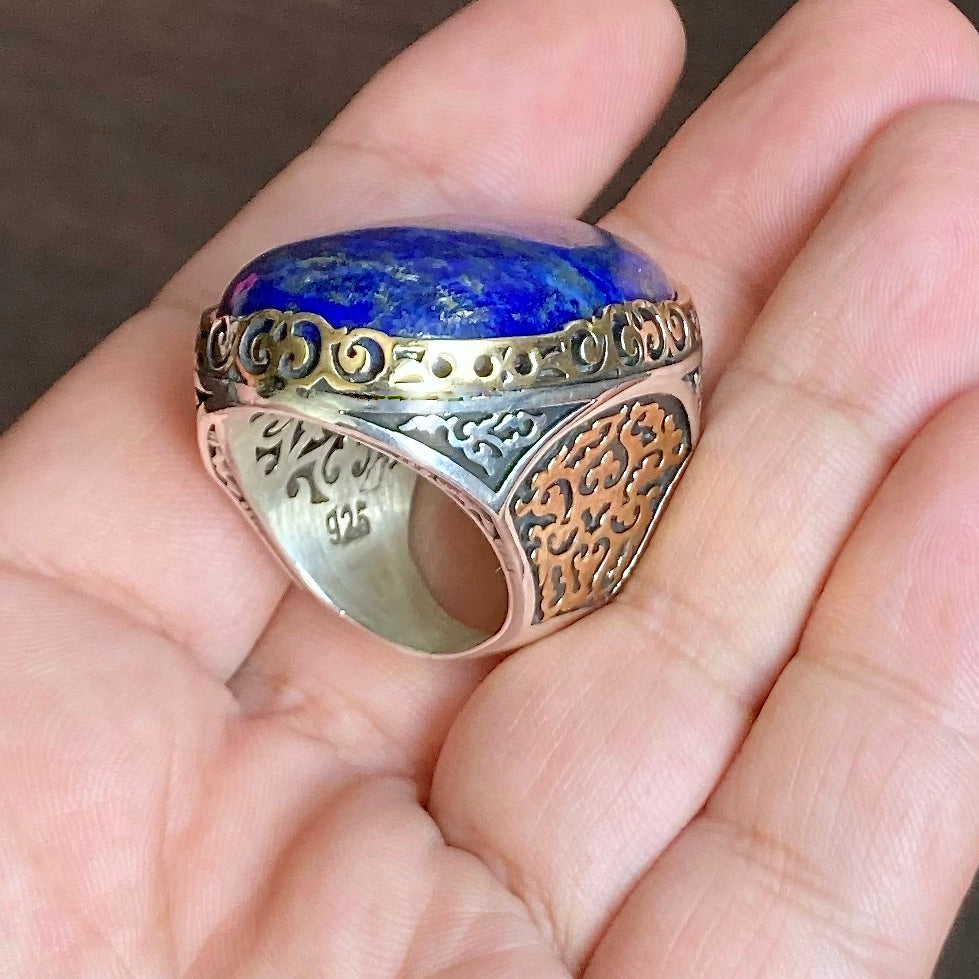 Lapis Lazuli Mens Ring, Natural Afghani Lapis Lazuli, Silver Jewelry, 925  Silver Ring, Birthday Gift, Heavy Mens Ring, Arabic Design, Ottoman Style  Ring, Christmas, Turkey Mens Signet Ring - Walmart.com