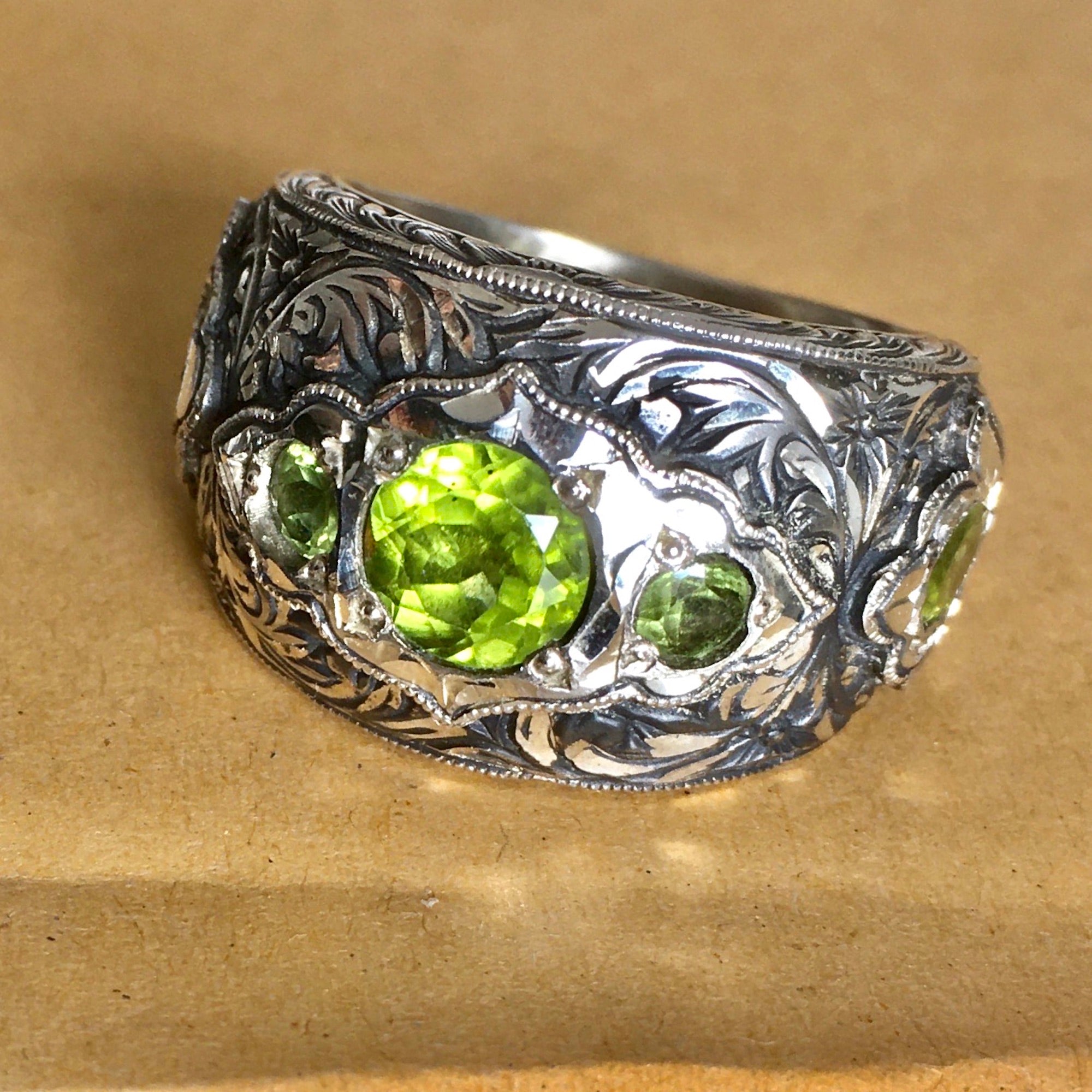 Peridot Mens Ring Artisan Handmade Sterling Silver Gemstone Jewelry – Kara  Jewels
