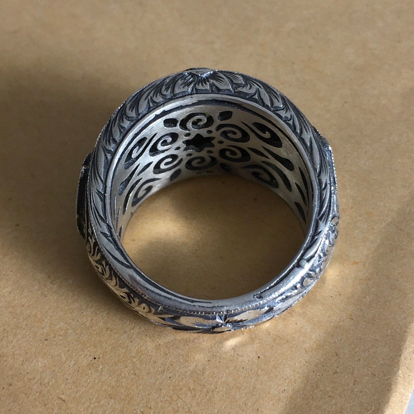 Peridot Mens Ring Artisan Handmade Sterling Silver Gemstone Jewelry