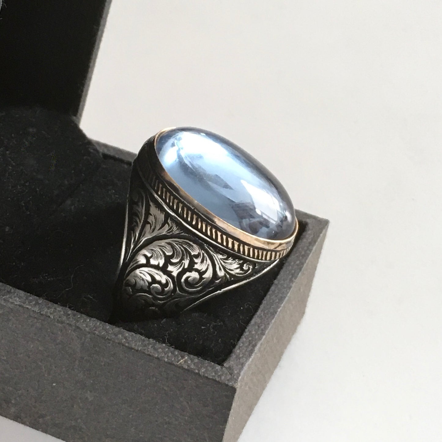 Sterling Silver Men's Ring Aquamarine Gemstone Elegant Artisan Jewelry ...