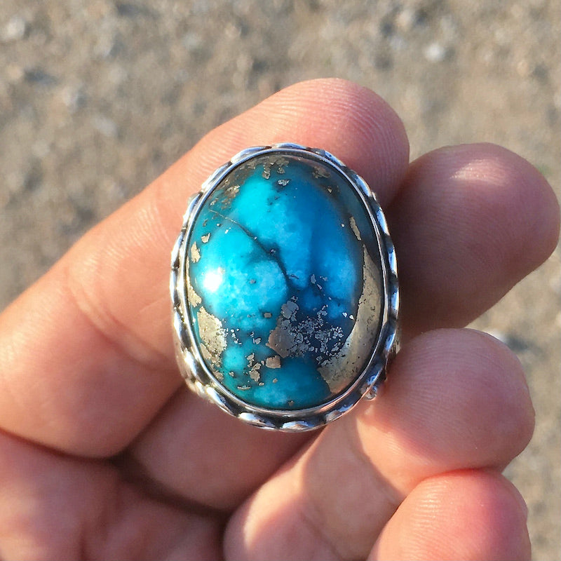Turquoise Ring Unique Handmade Sterling Silver Turkish Artisan Jewelry