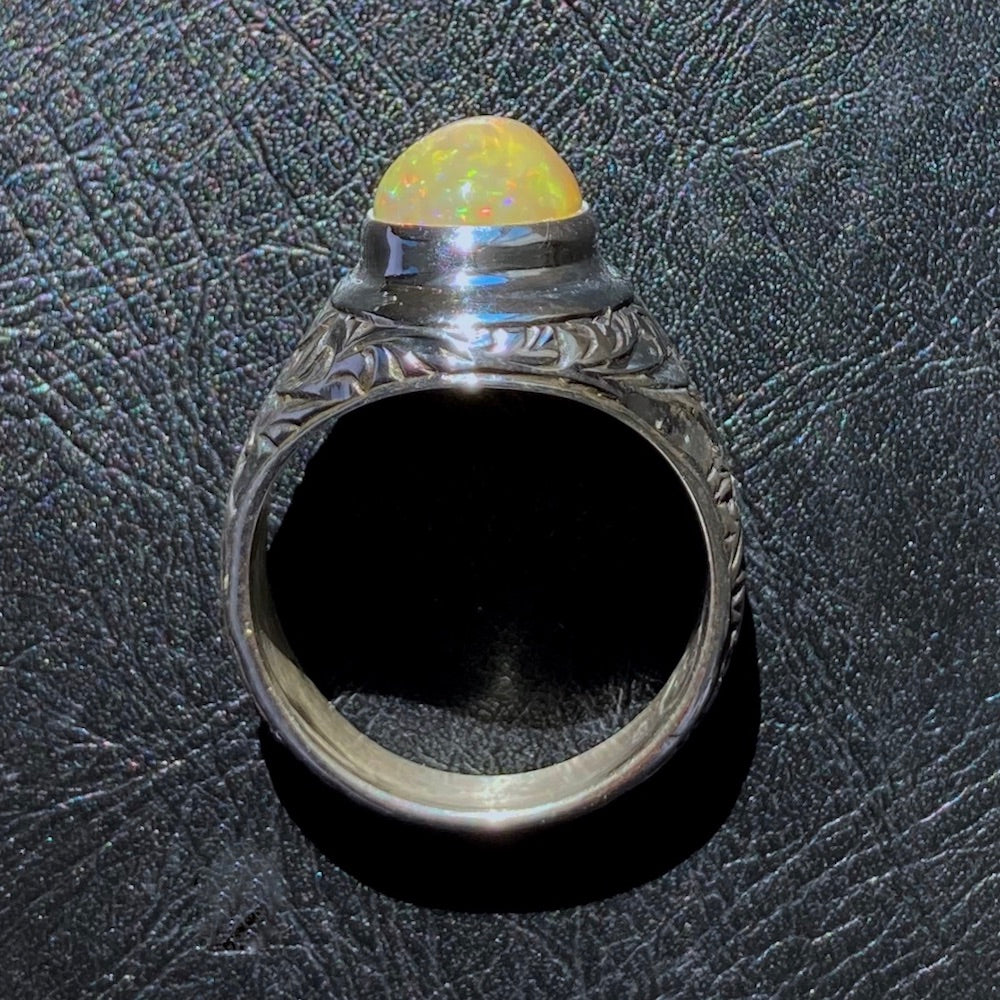 Opal Mens Ring Ethiopian 3.7ct gemstone Sterling Silver Unique Turkish Handmade Jewelry