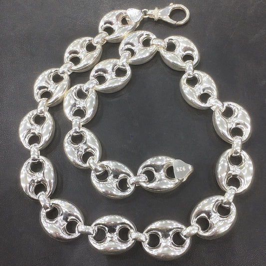 Sterling Silver Mariner Anchor Link Chain Necklace 21mm Thick Heavy