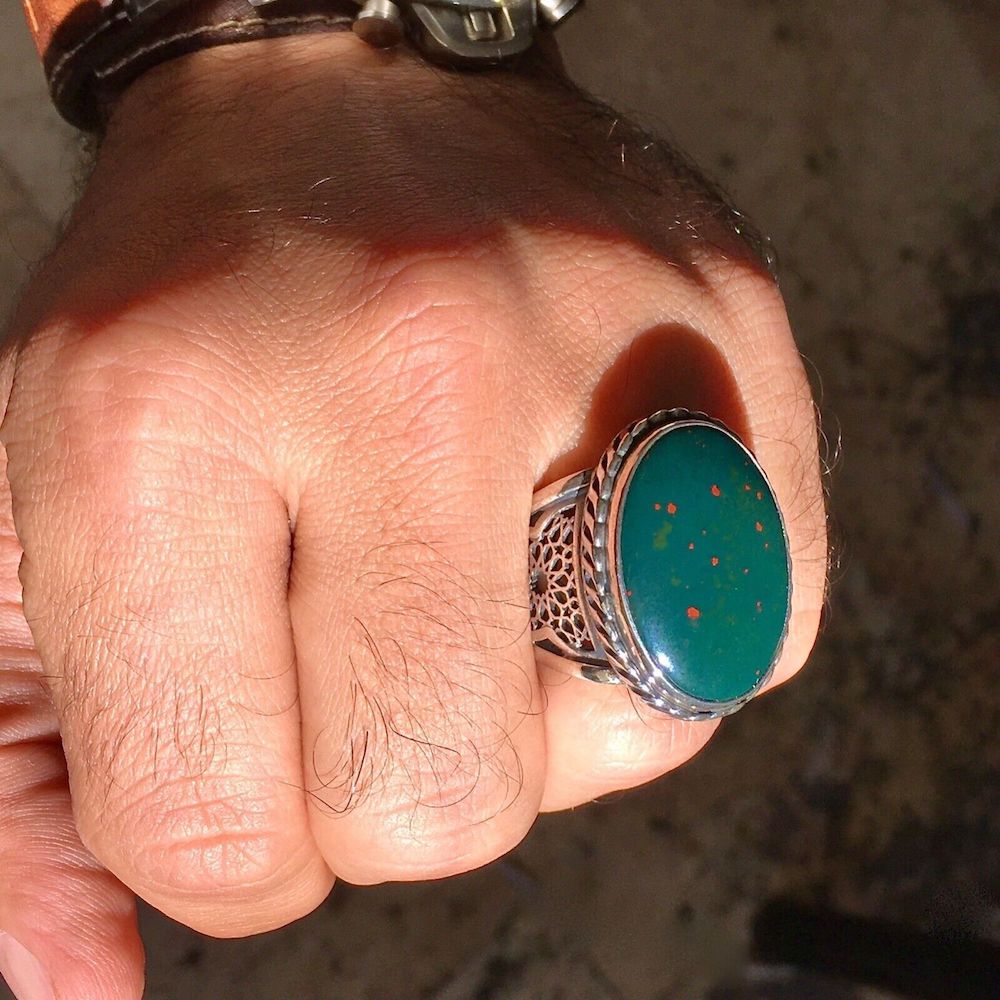 Bloodstone Unique Handmade Sterling Silver Mens Ring Natural Gemstone March BirthstoneHeliotrope Turkish Jewelry