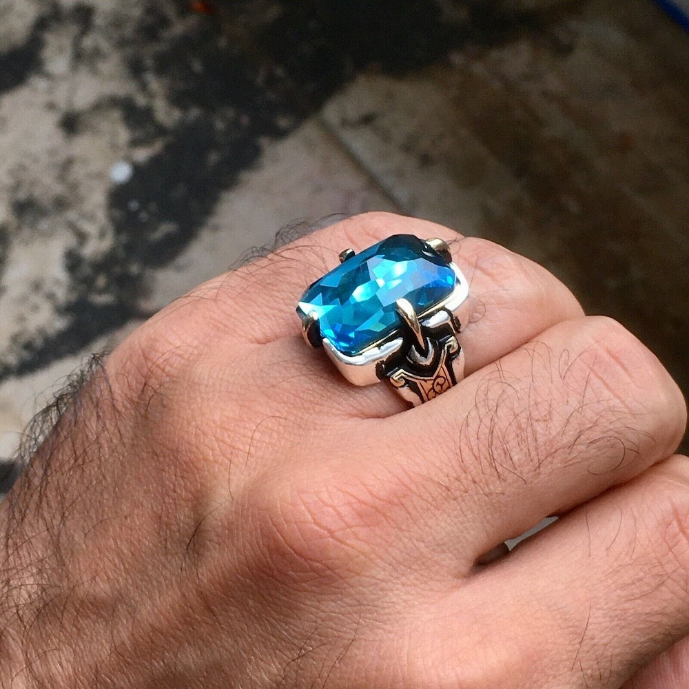 Blue topaz men's on sale jewelry