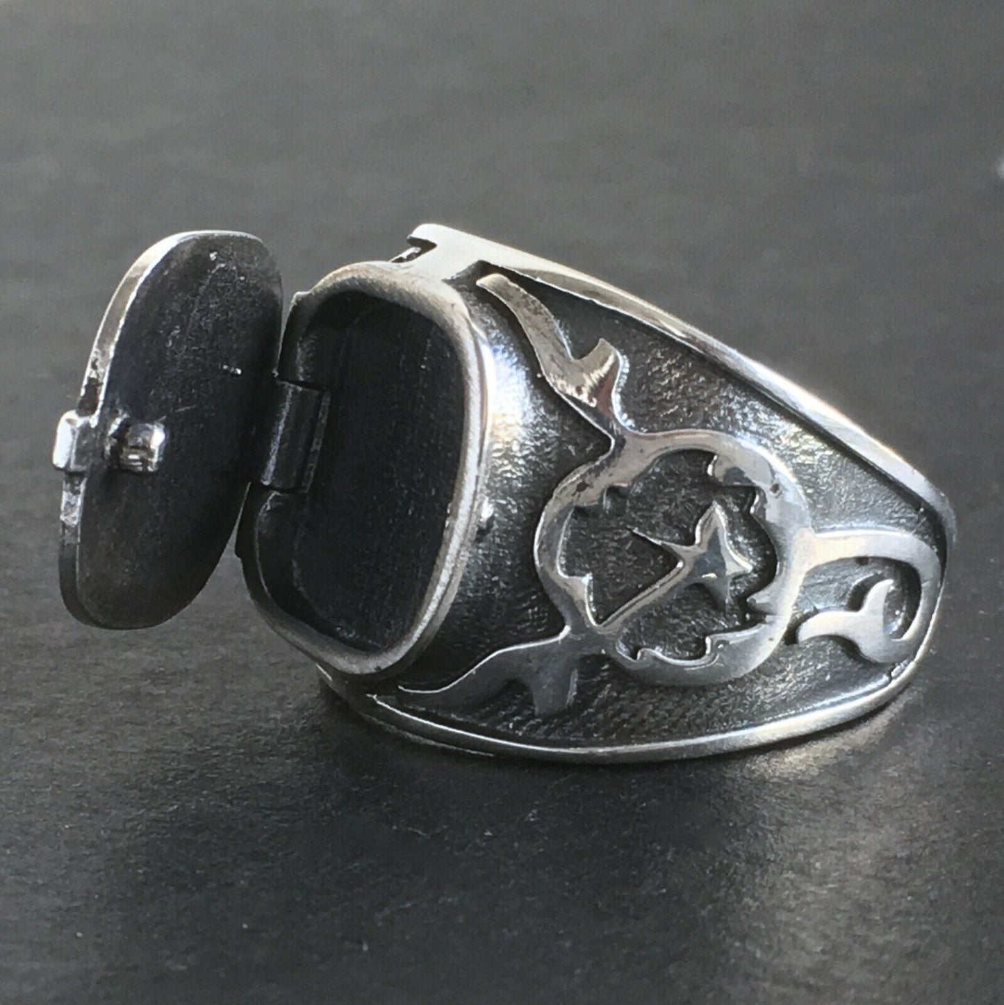 925 Sterling Silver Poison Box Ring Turkish Artisan Jewelry