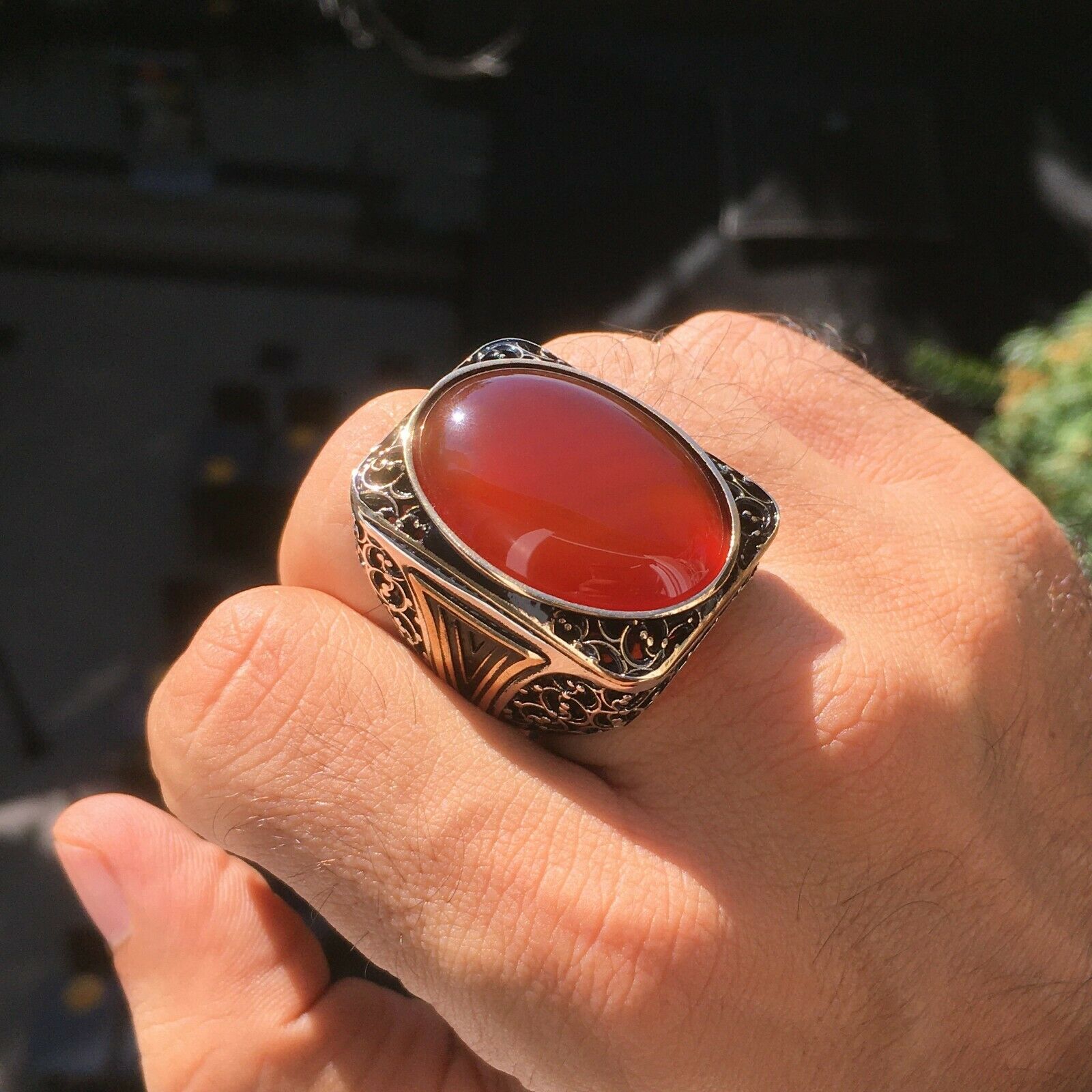 Carnelian aqeeq store ring